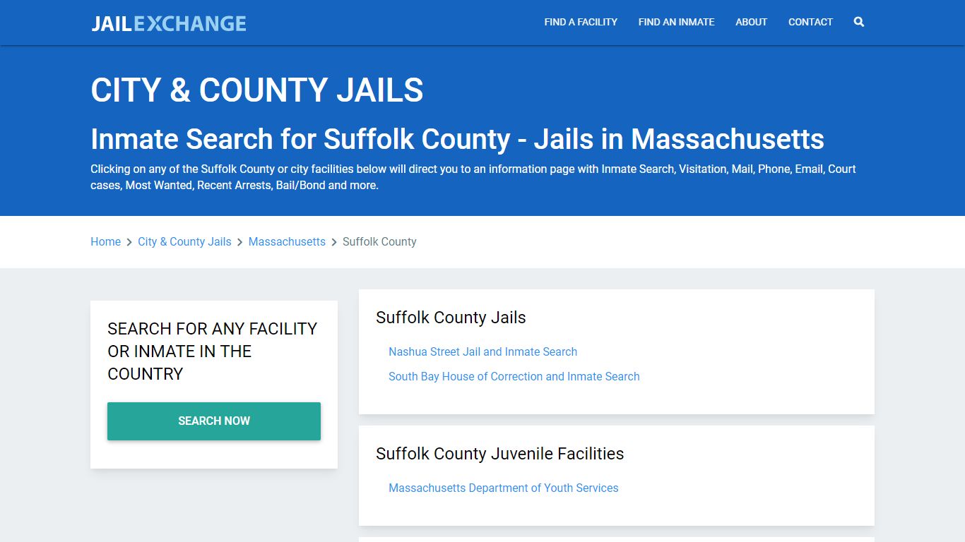 Inmate Search for Suffolk County | Jails in Massachusetts - Jail Exchange